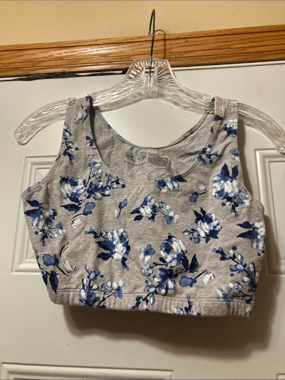 Women's Grey Floral Bra - Blue Floral Print 40